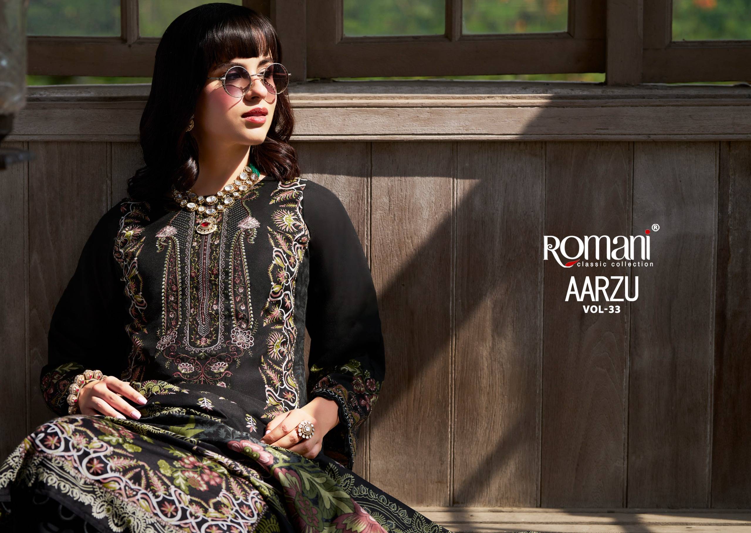 AARZU VOL-33 by ROMANI 1152-001 TO 1152-008 SERIES Pakistani Stylish Embroidered Soft Cotton COLLECTION At Wholesale Price